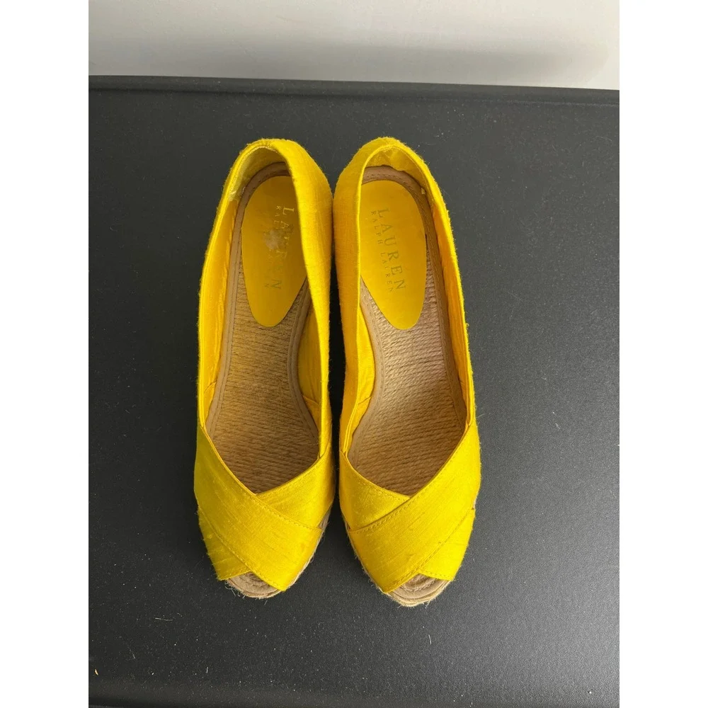 Lauren Ralph Lauren Wedge Sandals Espadrille Peep Toe Resort Summer Coastal